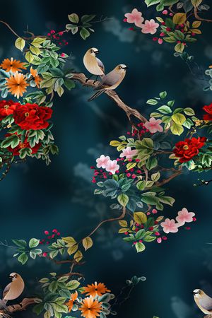 花鸟印花花型图片