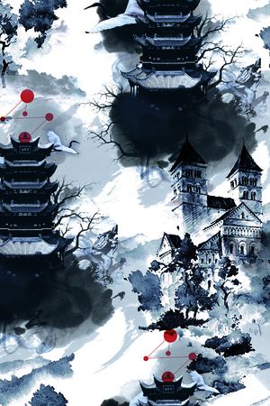 水墨风印花花型图片