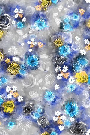 水彩印花花型图片