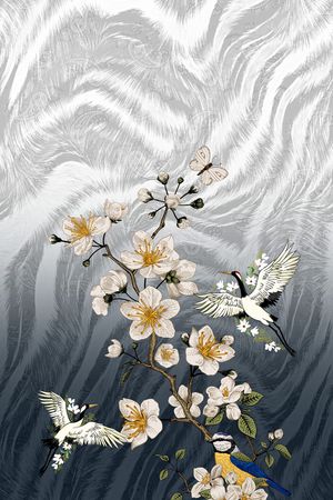 抽象花卉印花花型图片
