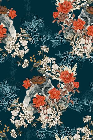 真丝印花花型图片
