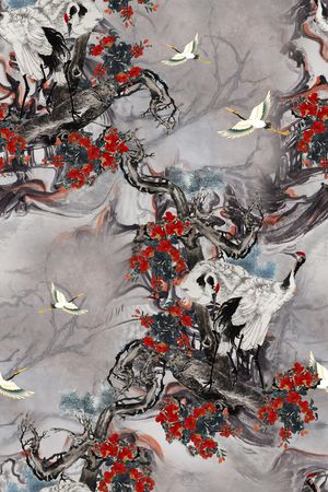 仙鹤印花花型图片