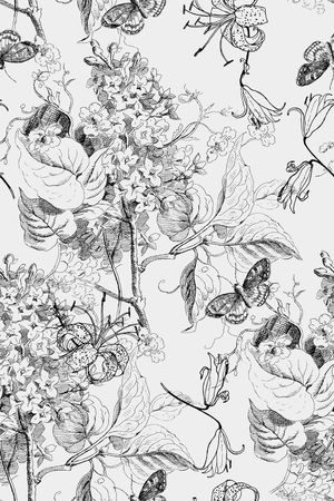 花鸟印花花型图片