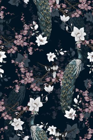 花鸟印花花型图片