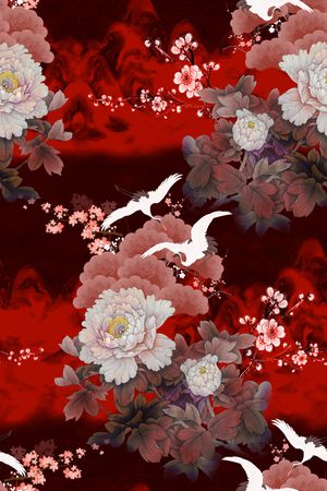 仙鹤印花花型图片