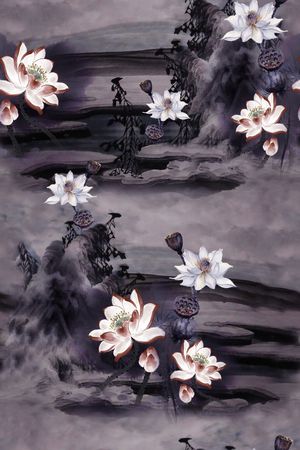 荷花印花花型图片