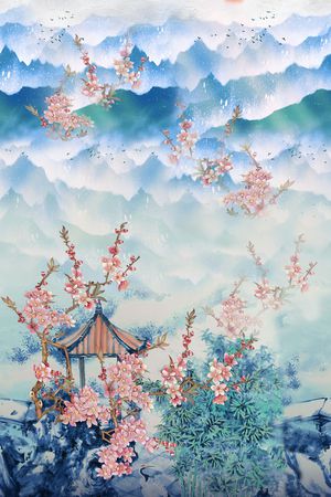 国画印花花型图片