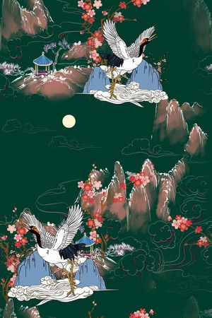 仙鹤印花花型图片