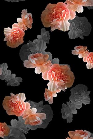 黑底花卉印花花型图片