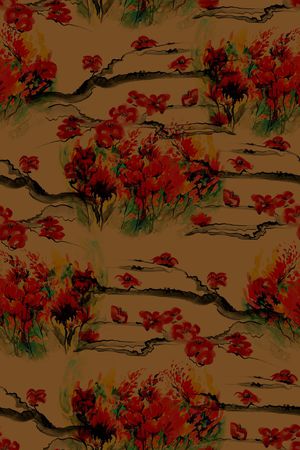 绿植树叶印花花型图片