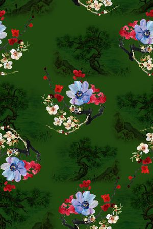 绿植树叶印花花型图片