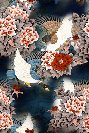 花鸟印花花型图片