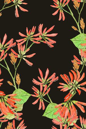 黑底花卉印花花型图片