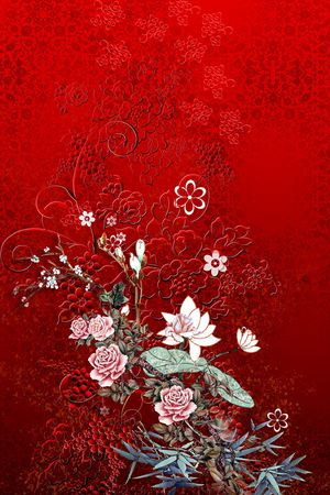 荷花印花花型图片