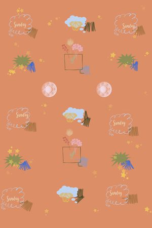 橙色印花花型图片