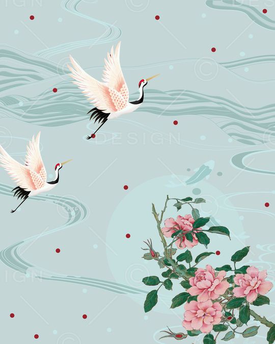 水墨风印花花型图片