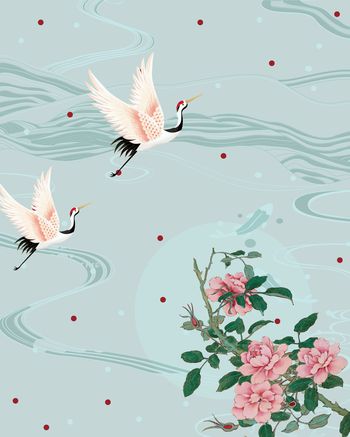 水墨风印花花型图片