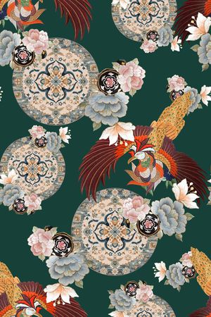 真丝印花花型图片
