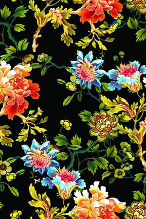 满版散花印花花型图片