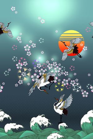 仙鹤印花花型图片