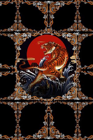 老虎印花花型图片