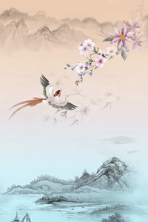 水墨风印花花型图片