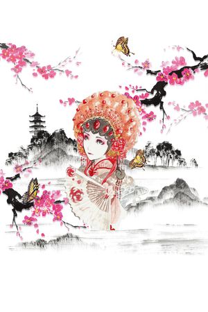 水墨风印花花型图片