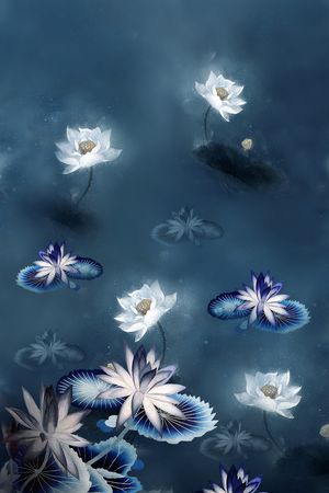 中国风定位花印花花型图片
