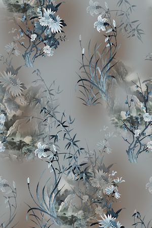 水墨风印花花型图片