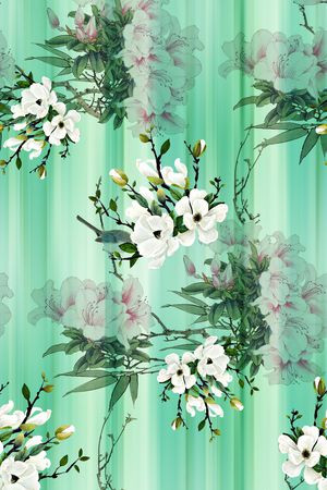 中国风旗袍真丝印花印花花型图片