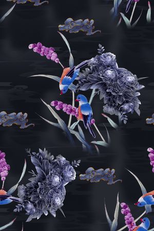 中国风旗袍真丝印花印花花型图片