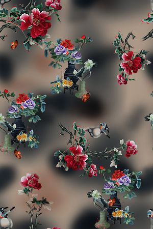花鸟印花花型图片