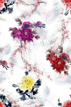 旗袍印花花型图片
