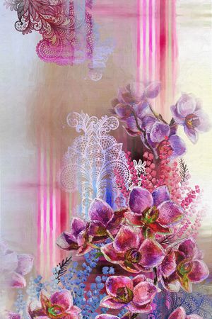 油画花型印花花型图片