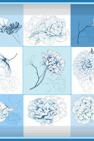 简约方巾印花花型图片