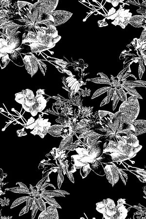 黑白花型印花花型图片