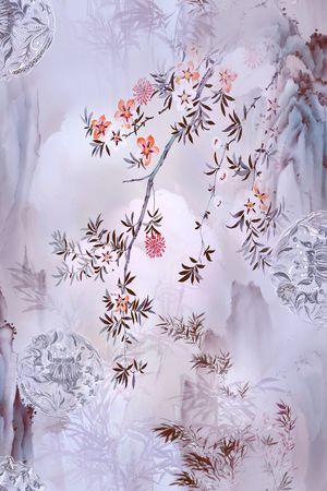 清爽底花卉印花花型图片