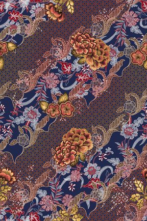 民族花卉印花花型图片