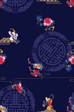 旗袍印花花型图片