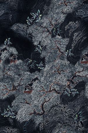 黑底花卉印花花型图片