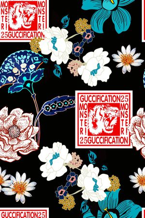 民族花卉印花花型图片