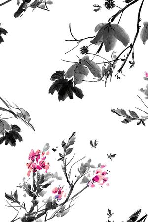 绿植树叶印花花型图片