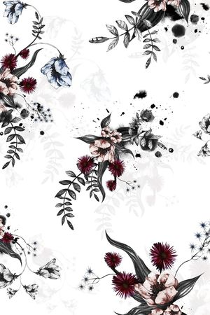 绿植树叶印花花型图片