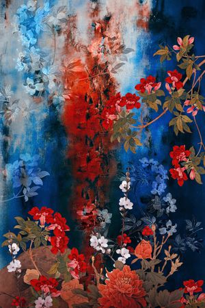 中国风定位花印花花型图片