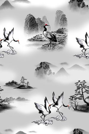 仙鹤印花花型图片