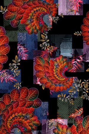 绿植树叶印花花型图片