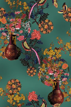旗袍印花花型图片