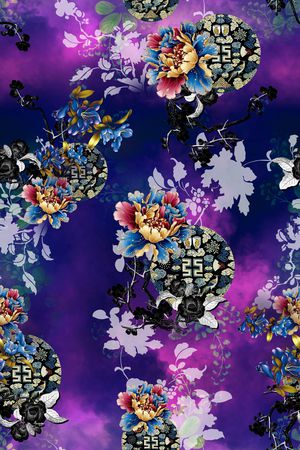 旗袍印花花型图片