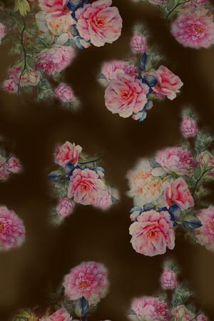 旗袍印花花型图片