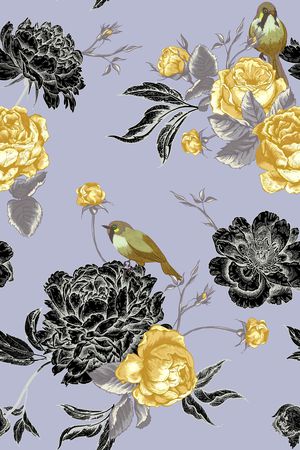 花鸟印花花型图片